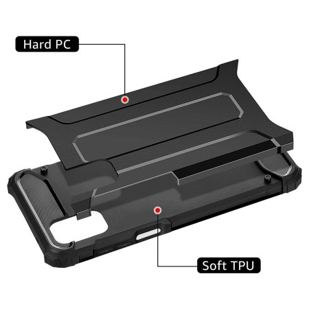 Funda Tipo Hybrid Tough Armor (Pc+Tpu) Negra para Samsung Galaxy M31s