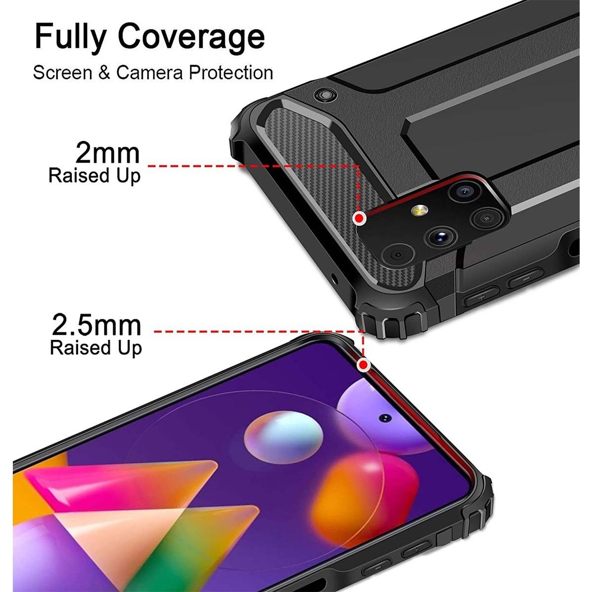 Funda Tipo Hybrid Tough Armor (Pc+Tpu) Negra para Samsung Galaxy M31s