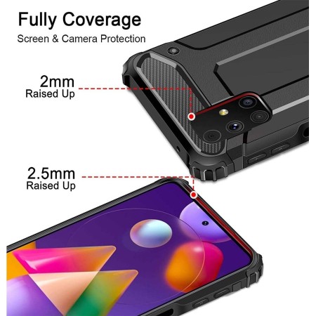 Funda Tipo Hybrid Tough Armor (Pc+Tpu) Negra para Samsung Galaxy M31s