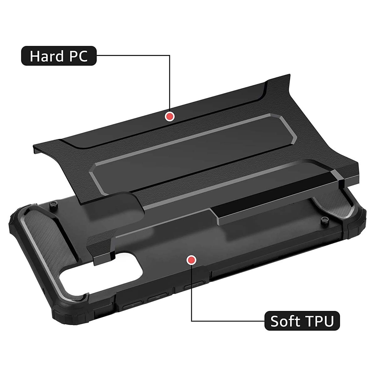 Funda Tipo Hybrid Tough Armor (Pc+Tpu) Negra para Samsung Galaxy S20 FE