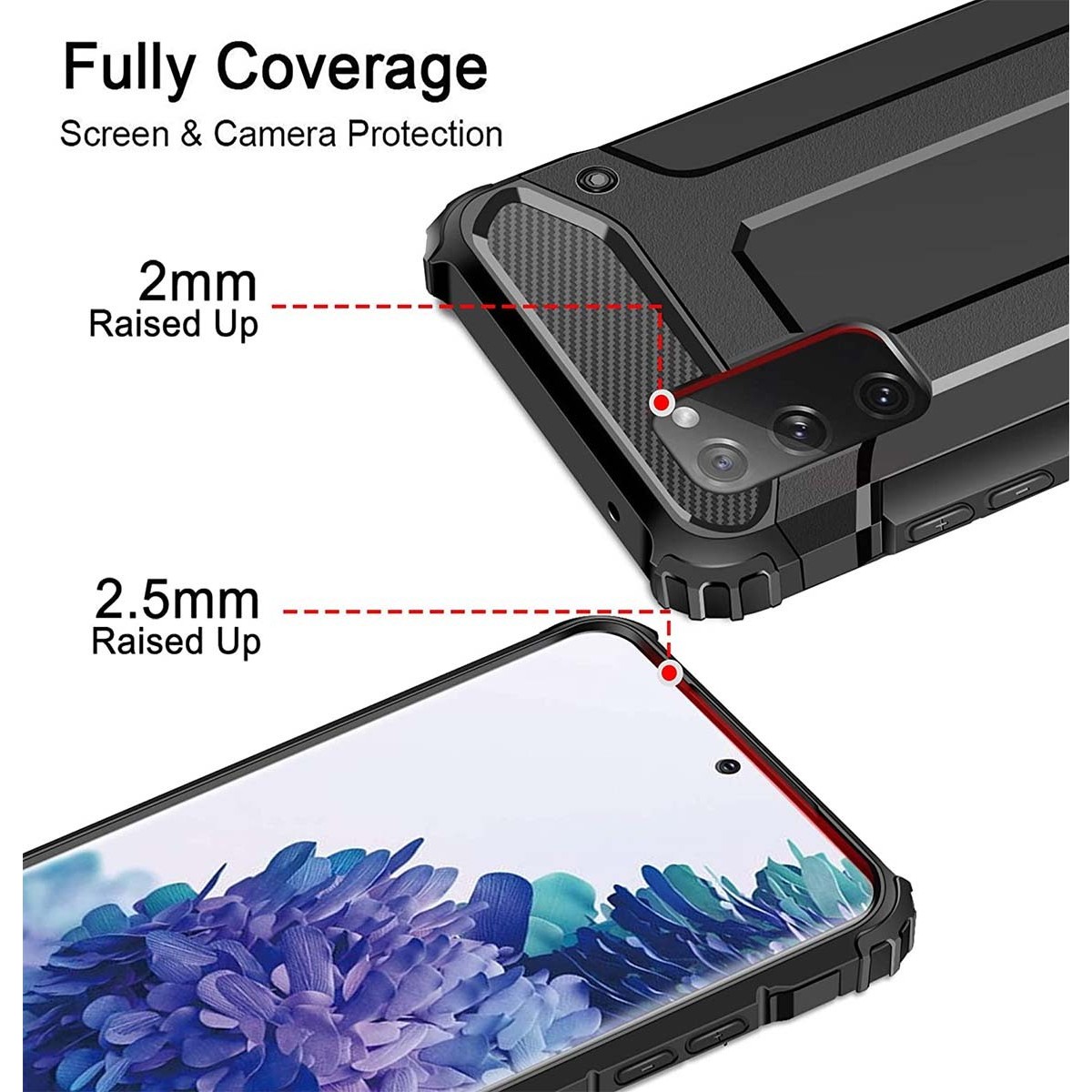 Funda Tipo Hybrid Tough Armor (Pc+Tpu) Negra para Samsung Galaxy S20 FE