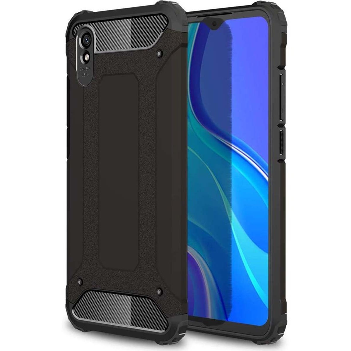 Funda Tipo Hybrid Tough Armor (Pc+Tpu) Negra para Xiaomi Redmi 9A / 9AT