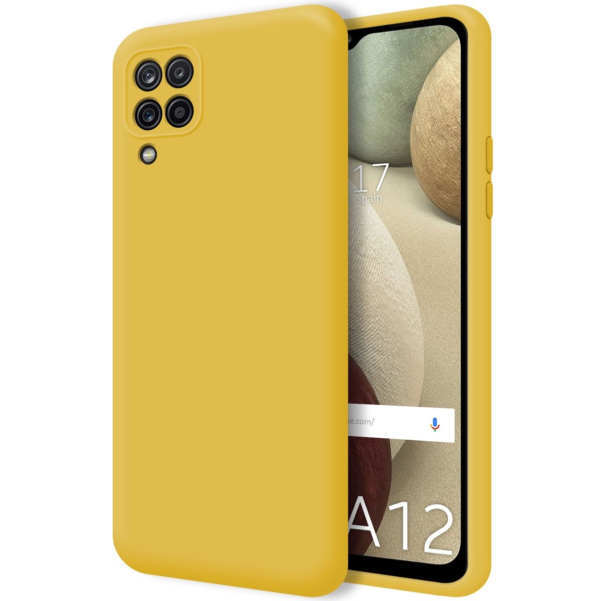 Funda Silicona Líquida Ultra Suave para Samsung Galaxy A12 / M12 color Amarilla