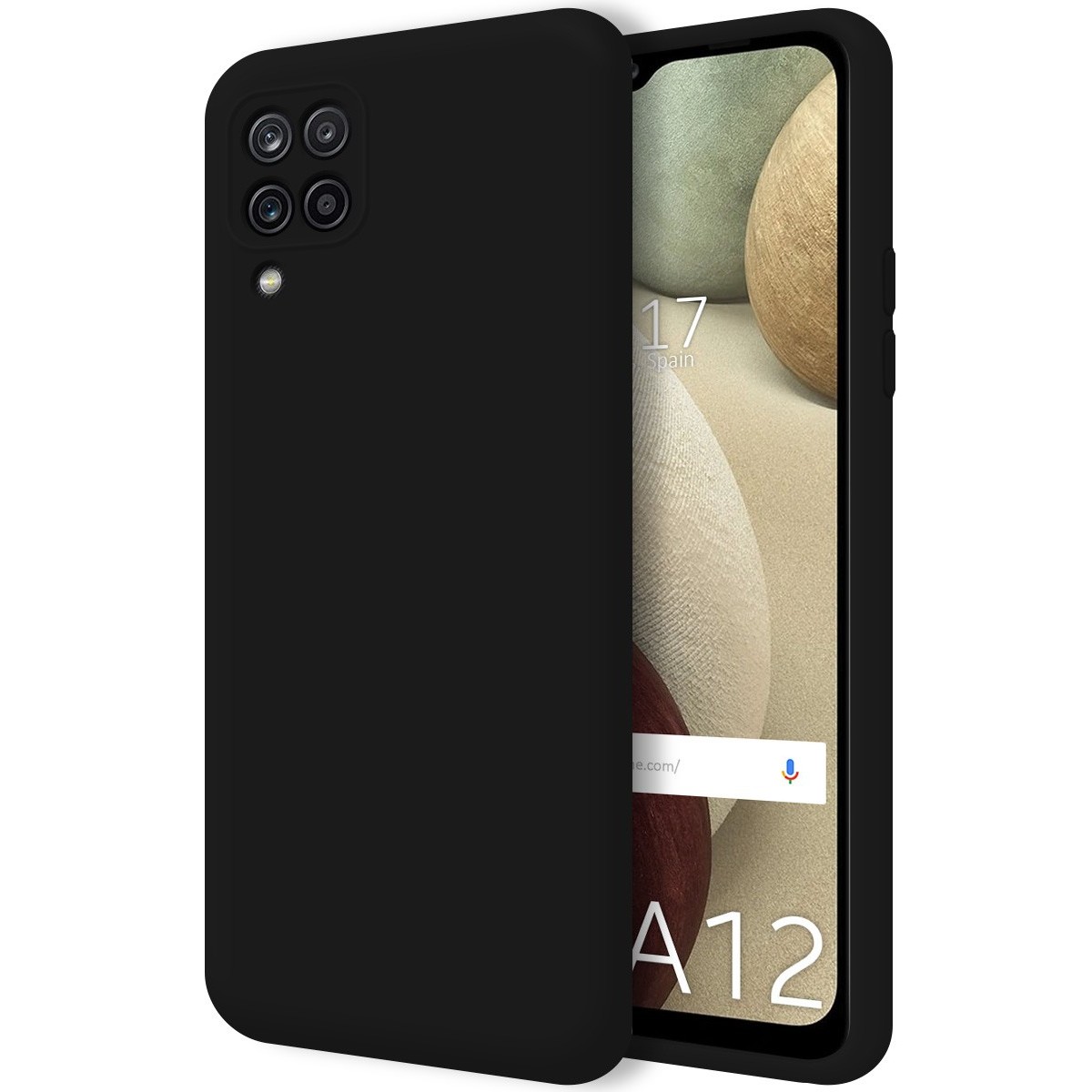 Funda Silicona Líquida Ultra Suave para Samsung Galaxy A12 / M12 color Negra