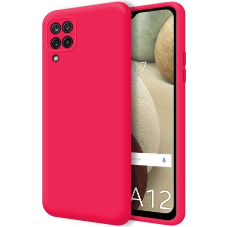 Funda Silicona Líquida Ultra Suave para Samsung Galaxy A12 / M12 color Rosa Fucsia