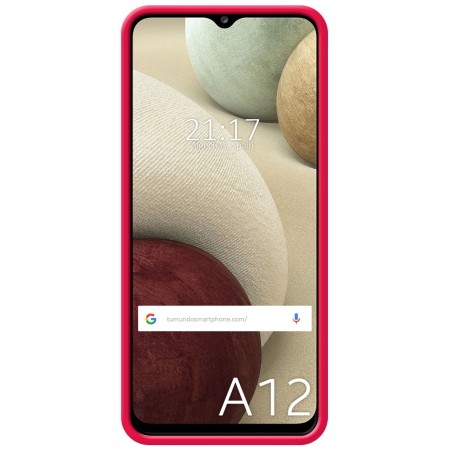 Funda Silicona Líquida Ultra Suave para Samsung Galaxy A12 / M12 color Rosa Fucsia