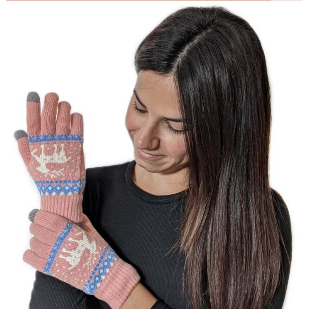 Guantes para Pantallas Táctiles Color Rosa - Azul Unisex
