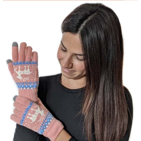 Guantes para Pantallas Táctiles Color Rosa - Azul Unisex