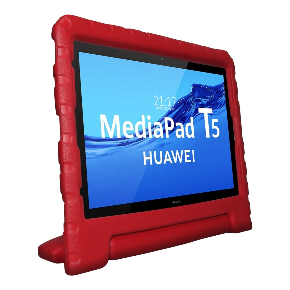 Funda Infantil Antigolpes con Asa para Huawei MediaPad T5 color Roja