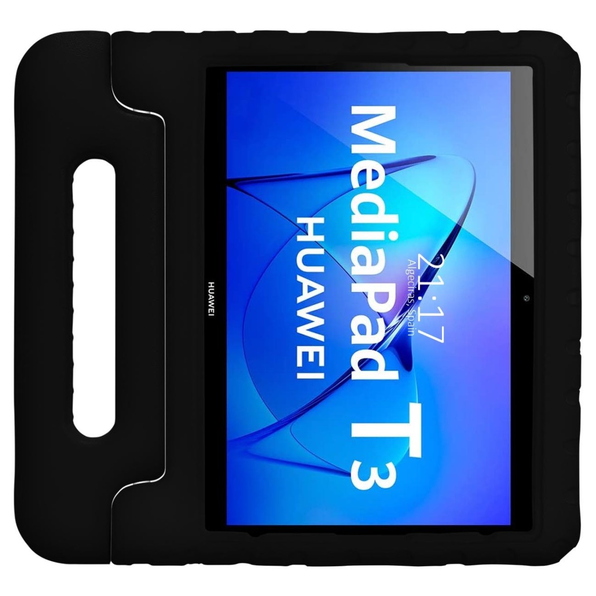Funda Infantil Antigolpes con Asa para Huawei MediaPad T3 color Negra