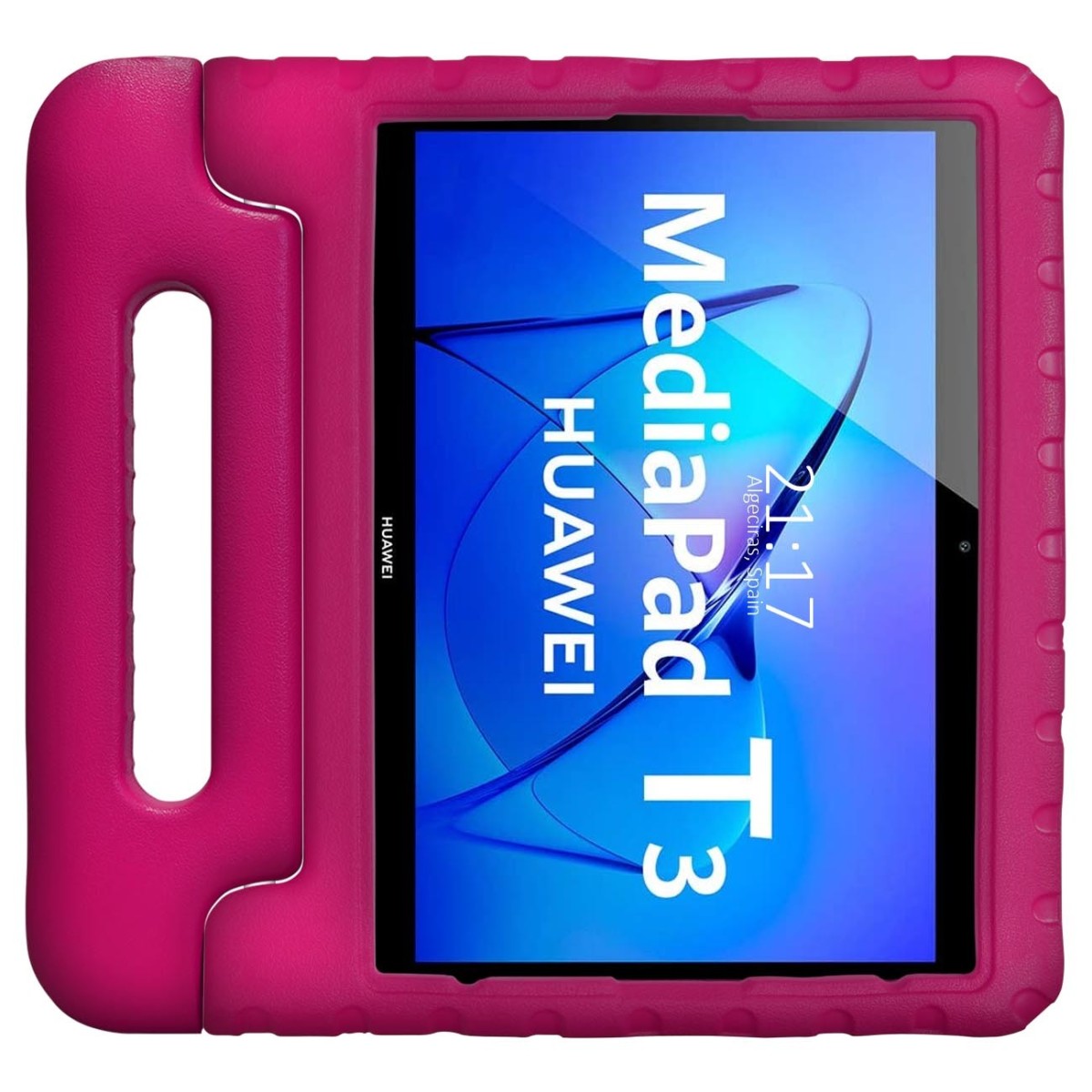 Funda Infantil Antigolpes con Asa para Huawei MediaPad T3 color Rosa