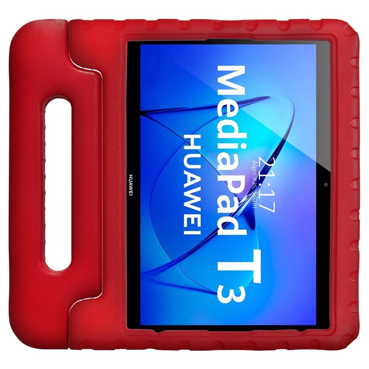 Funda Infantil Antigolpes con Asa para Huawei MediaPad T3 color Roja