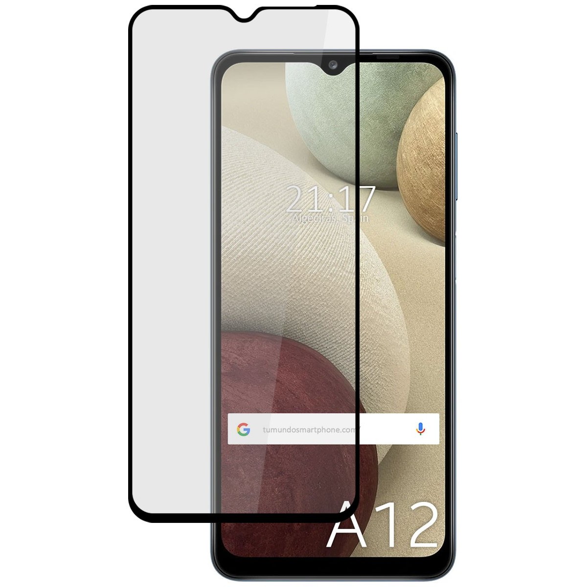 Protector Cristal Templado Completo 5D Full Glue Negro para Samsung Galaxy A12 / M12 Vidrio