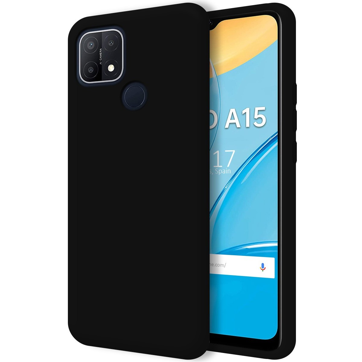 Funda Silicona Líquida Ultra Suave para Oppo A15 color Negra