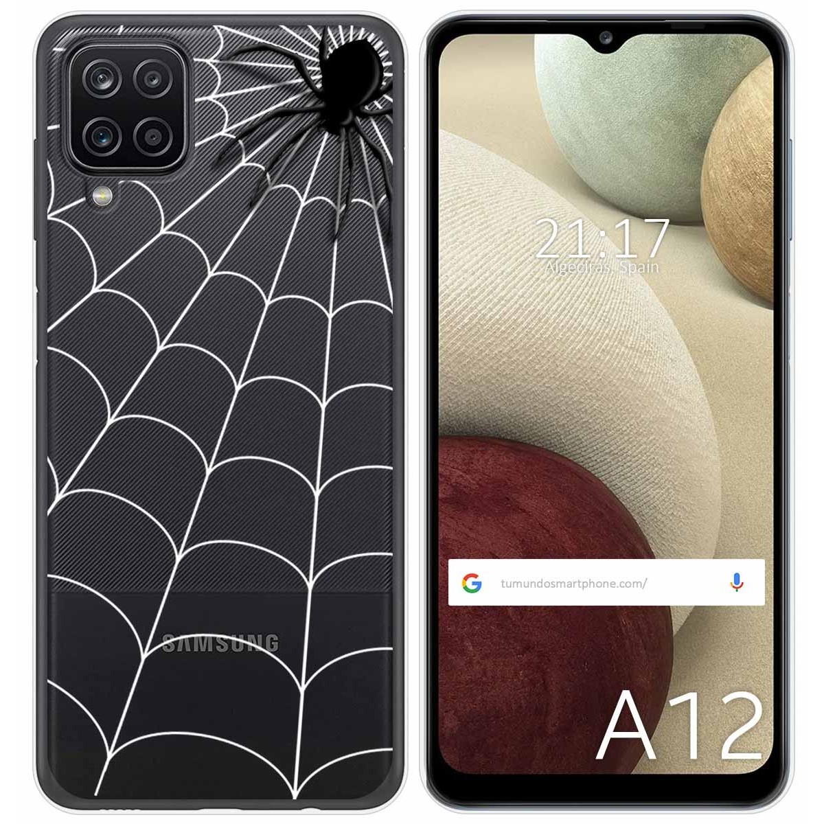Samsung Galaxy A12 / M12 Funda Gel Tpu Silicona transparente dibujo  Araña|Envio Gratis
