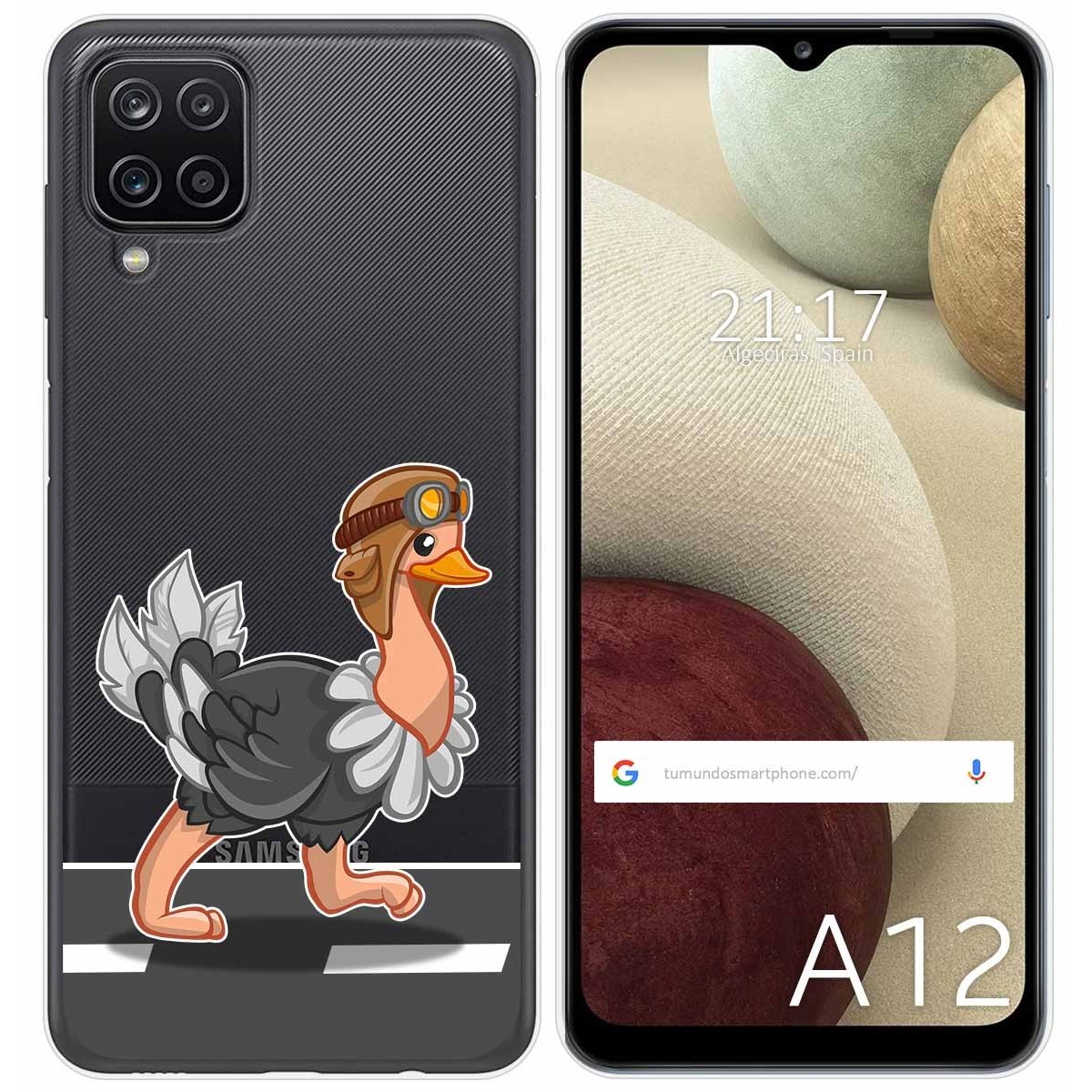 Funda Gel Transparente para Samsung Galaxy A12 / M12 diseño Avestruz Dibujos