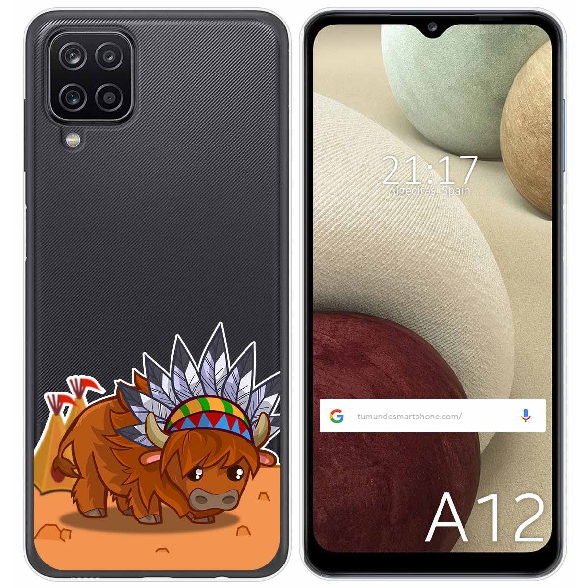 Funda Gel Transparente para Samsung Galaxy A12 / M12 diseño Bufalo Dibujos