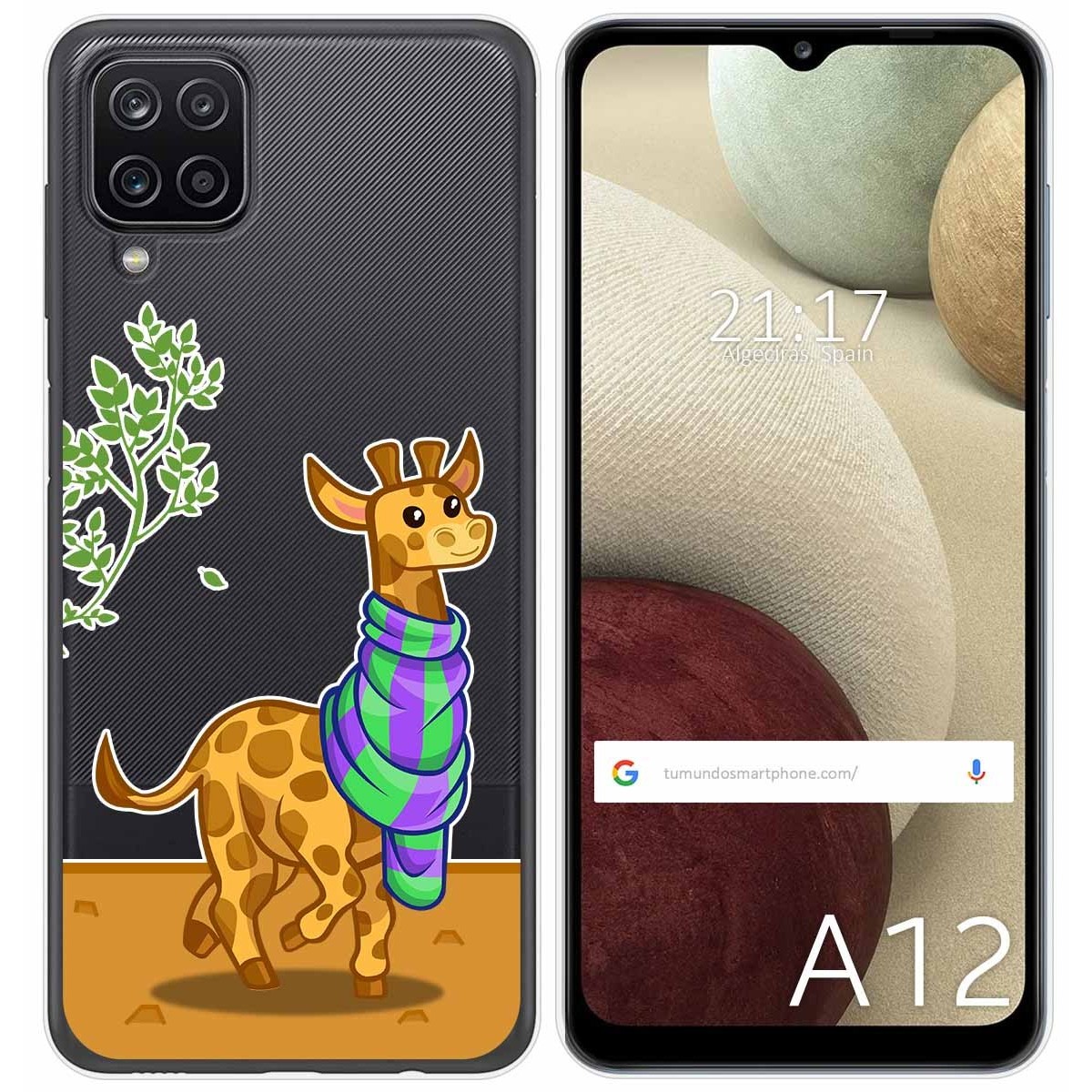 Funda Gel Transparente para Samsung Galaxy A12 / M12 diseño Jirafa Dibujos