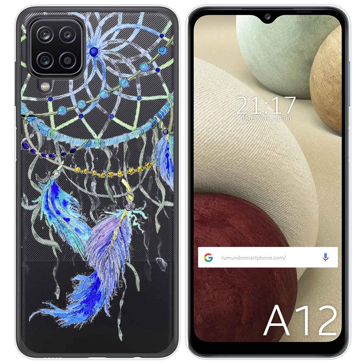 Funda Gel Transparente para Samsung Galaxy A12 / M12 diseño Plumas Dibujos