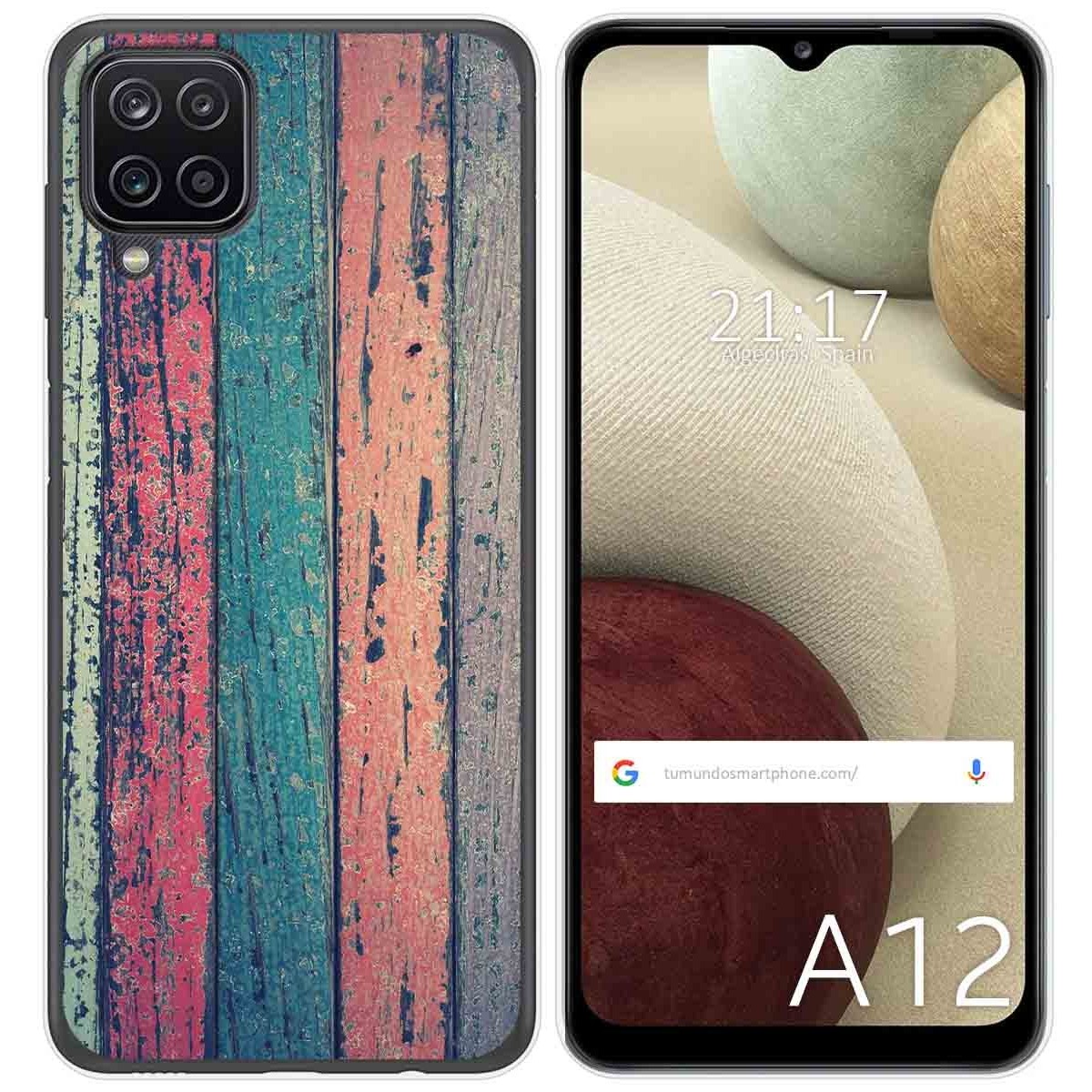Funda Gel Tpu para Samsung Galaxy A12 / M12 diseño Madera 10 Dibujos