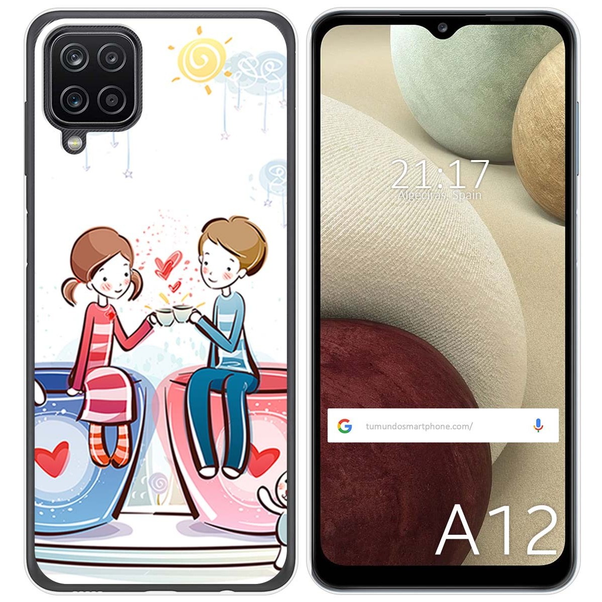 Funda Gel Tpu para Samsung Galaxy A12 / M12 diseño Café Dibujos
