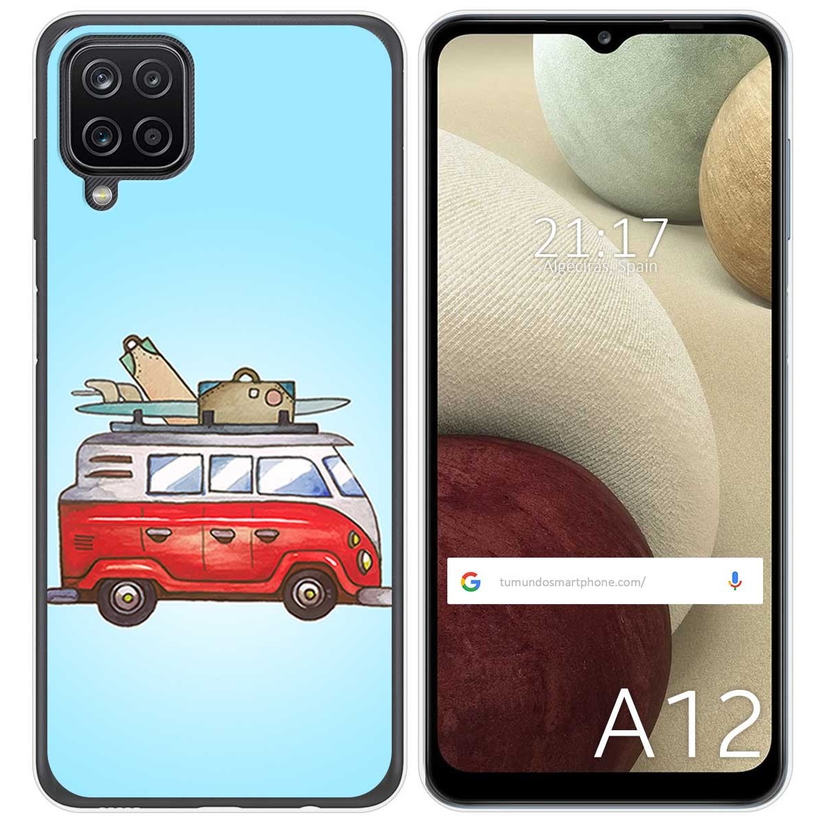 Funda Gel Tpu para Samsung Galaxy A12 / M12 diseño Furgoneta Dibujos