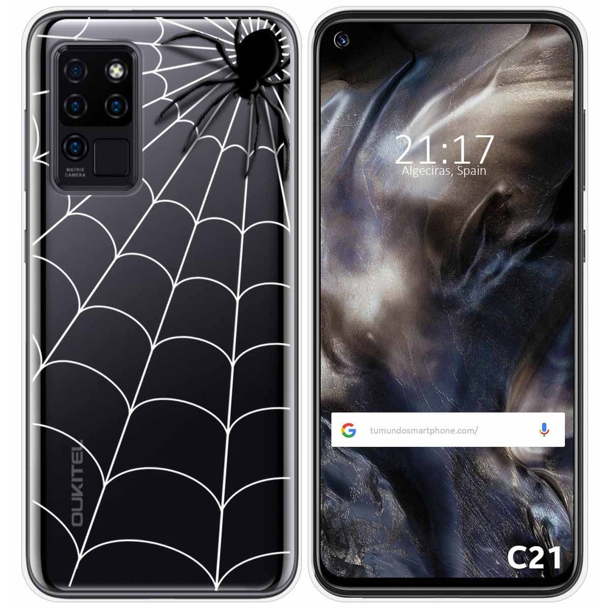 Funda Gel Transparente para Oukitel C21 diseño Araña Dibujos