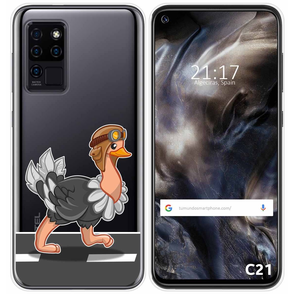 Funda Gel Transparente para Oukitel C21 diseño Avestruz Dibujos