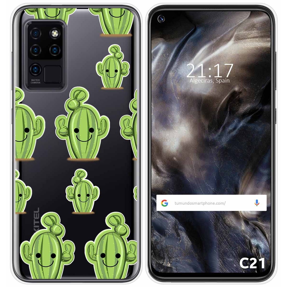 Funda Gel Transparente para Oukitel C21 diseño Cactus Dibujos