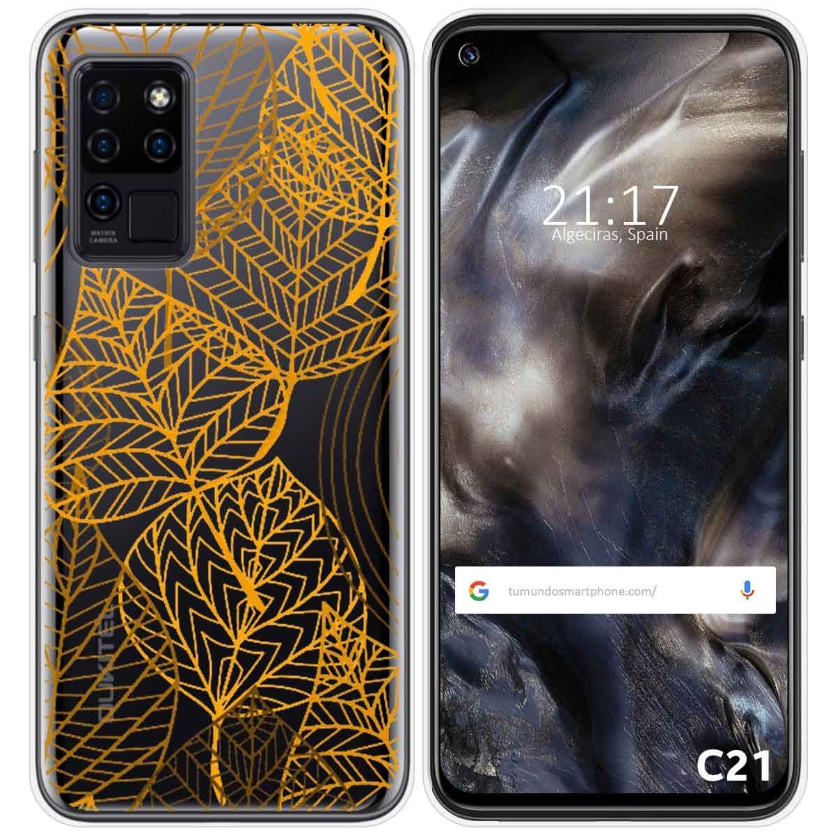 Funda Gel Transparente para Oukitel C21 diseño Hojas Dibujos
