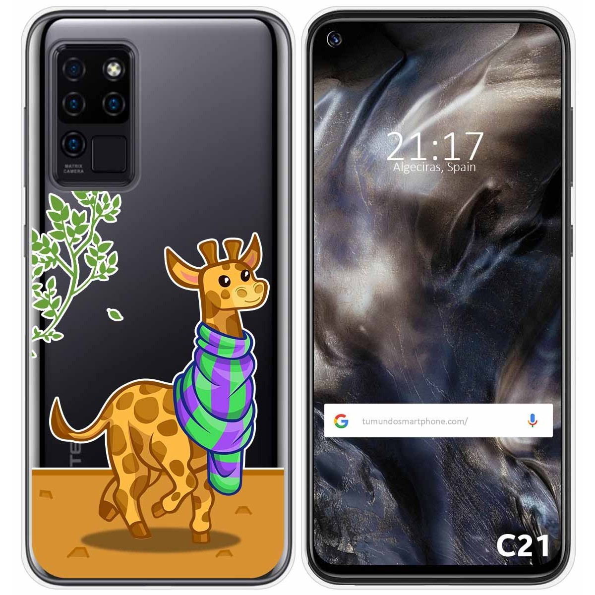 Funda Gel Transparente para Oukitel C21 diseño Jirafa Dibujos