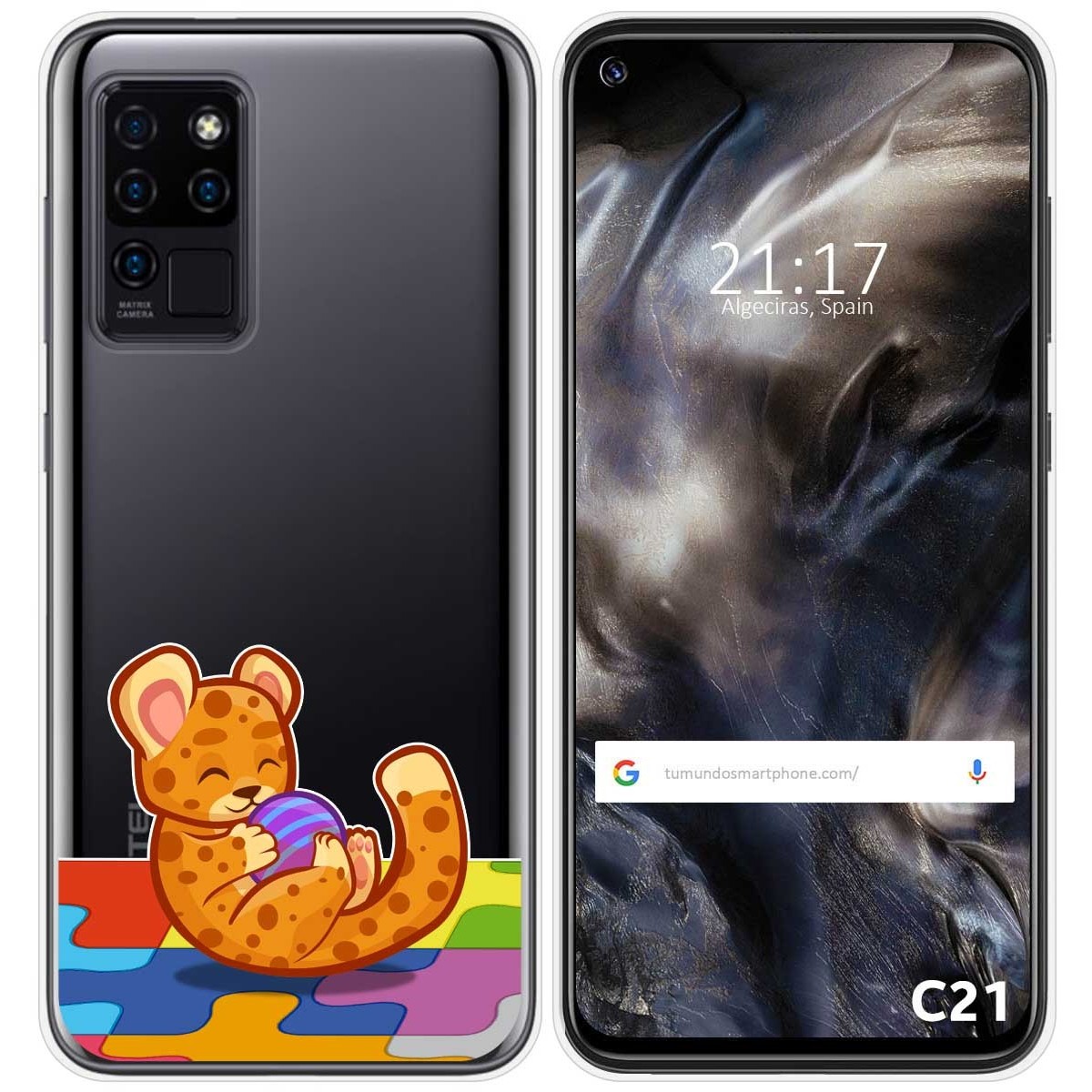 Funda Gel Transparente para Oukitel C21 diseño Leopardo Dibujos