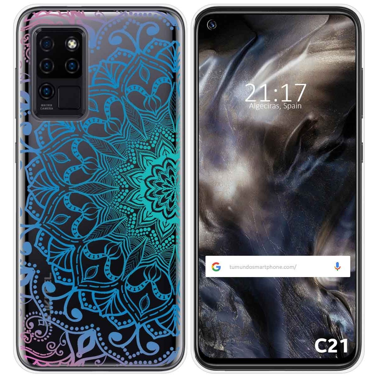 Funda Gel Transparente para Oukitel C21 diseño Mandala Dibujos