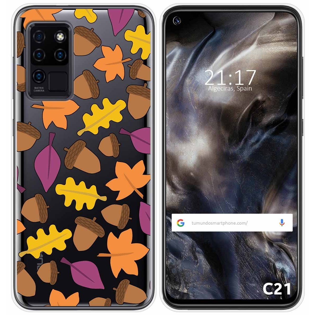Funda Gel Transparente para Oukitel C21 diseño Otoño Dibujos