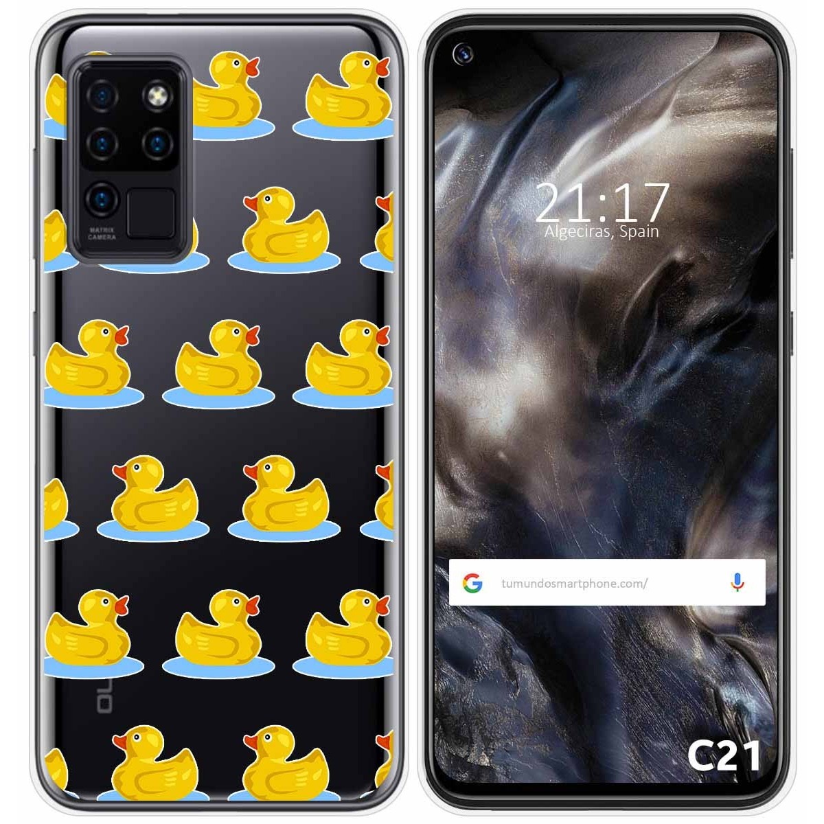 Funda Gel Transparente para Oukitel C21 diseño Pato Dibujos