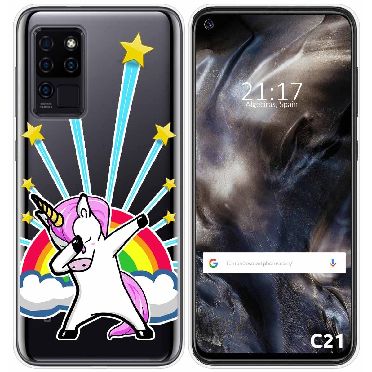 Funda Gel Transparente para Oukitel C21 diseño Unicornio Dibujos