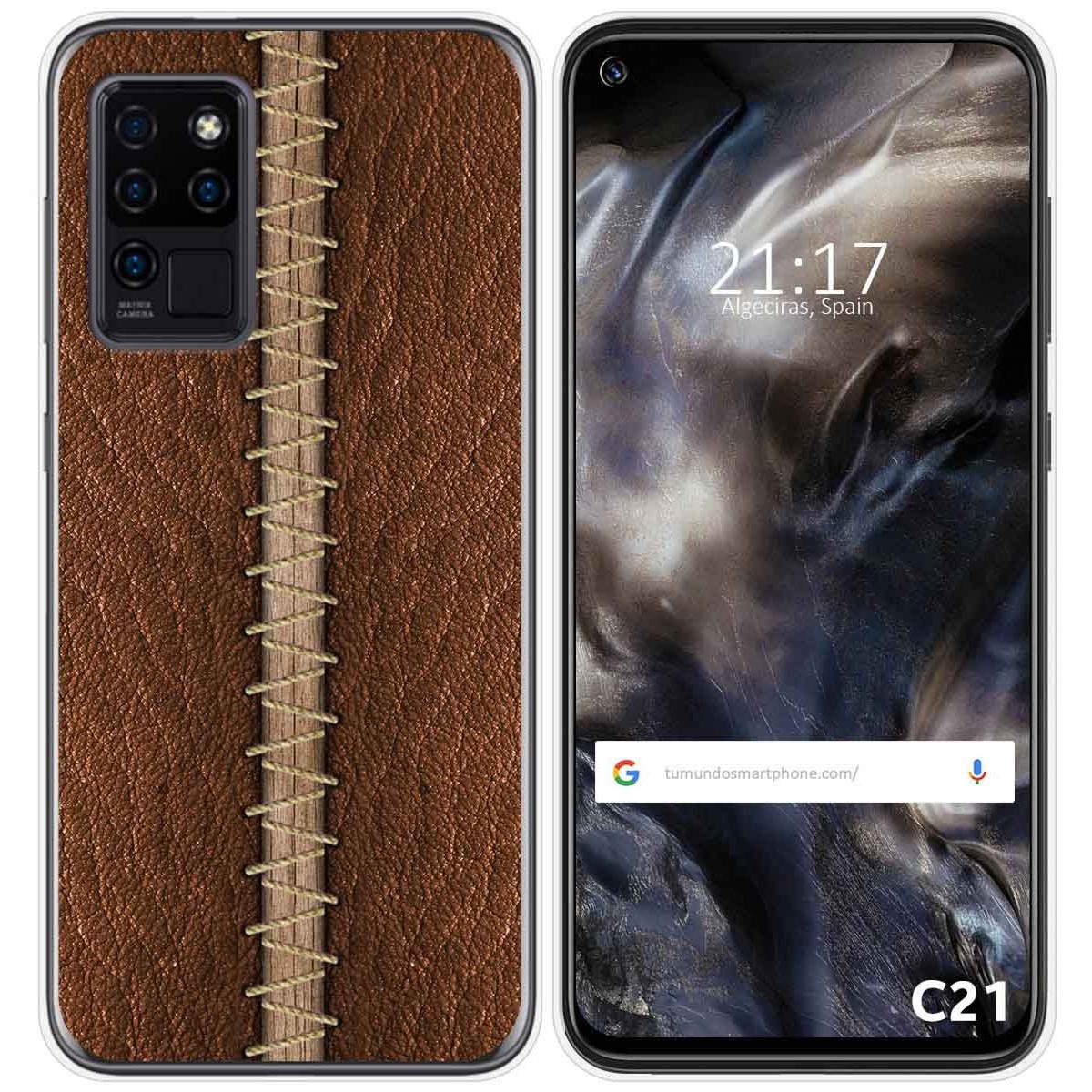 Funda Gel Tpu para Oukitel C21 diseño Cuero 01 Dibujos