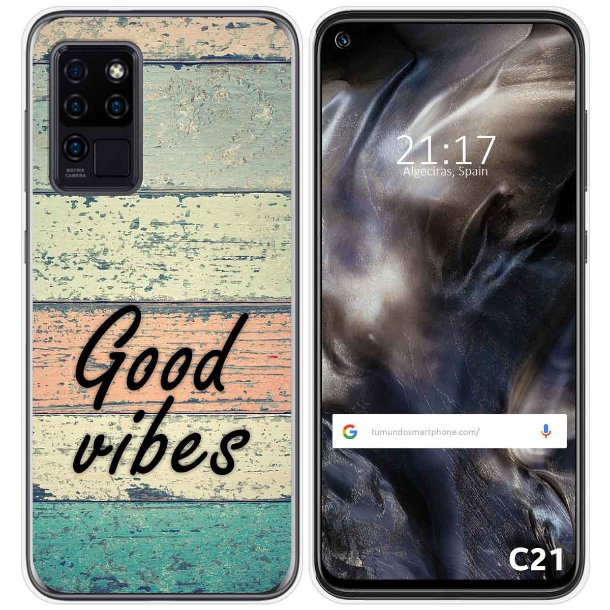 Funda Gel Tpu para Oukitel C21 diseño Madera 01 Dibujos