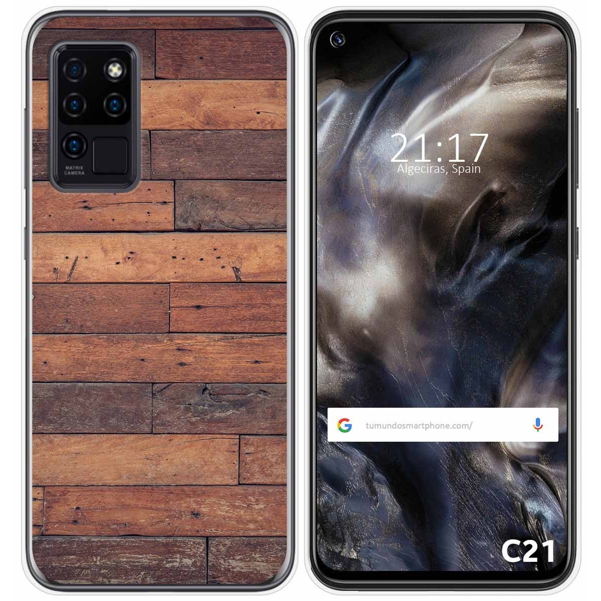 Funda Gel Tpu para Oukitel C21 diseño Madera 03 Dibujos