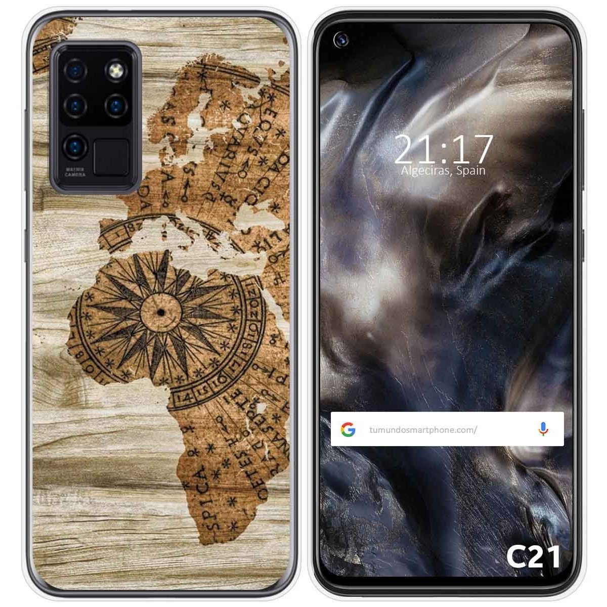 Funda Gel Tpu para Oukitel C21 diseño Madera 07 Dibujos