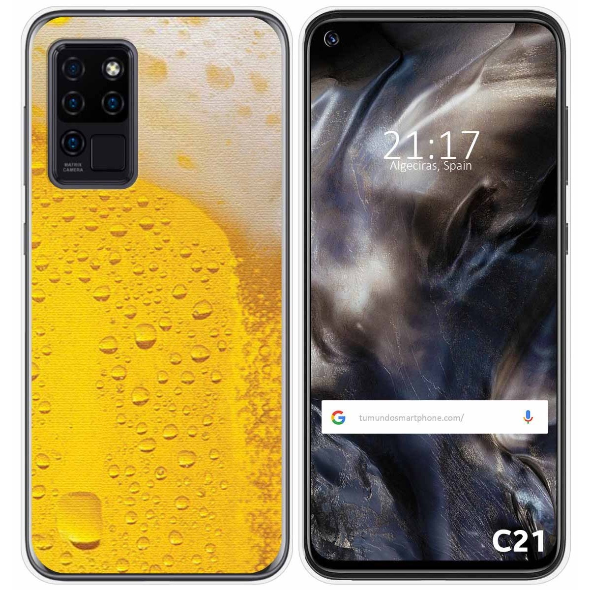 Funda Gel Tpu para Oukitel C21 diseño Cerveza Dibujos
