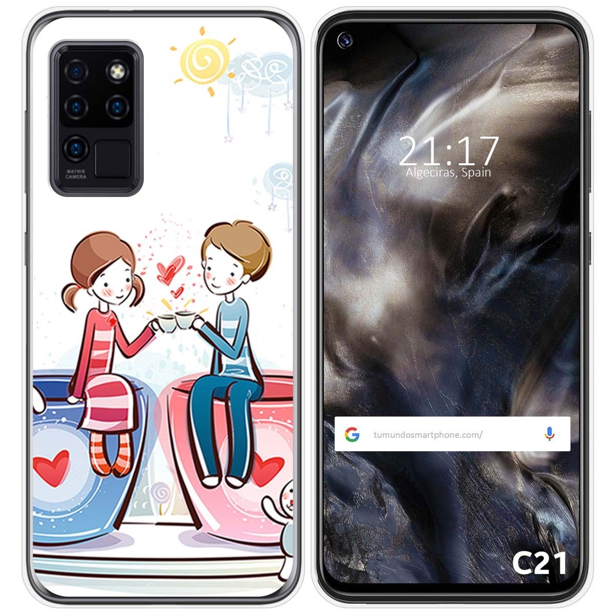 Funda Gel Tpu para Oukitel C21 diseño Café Dibujos