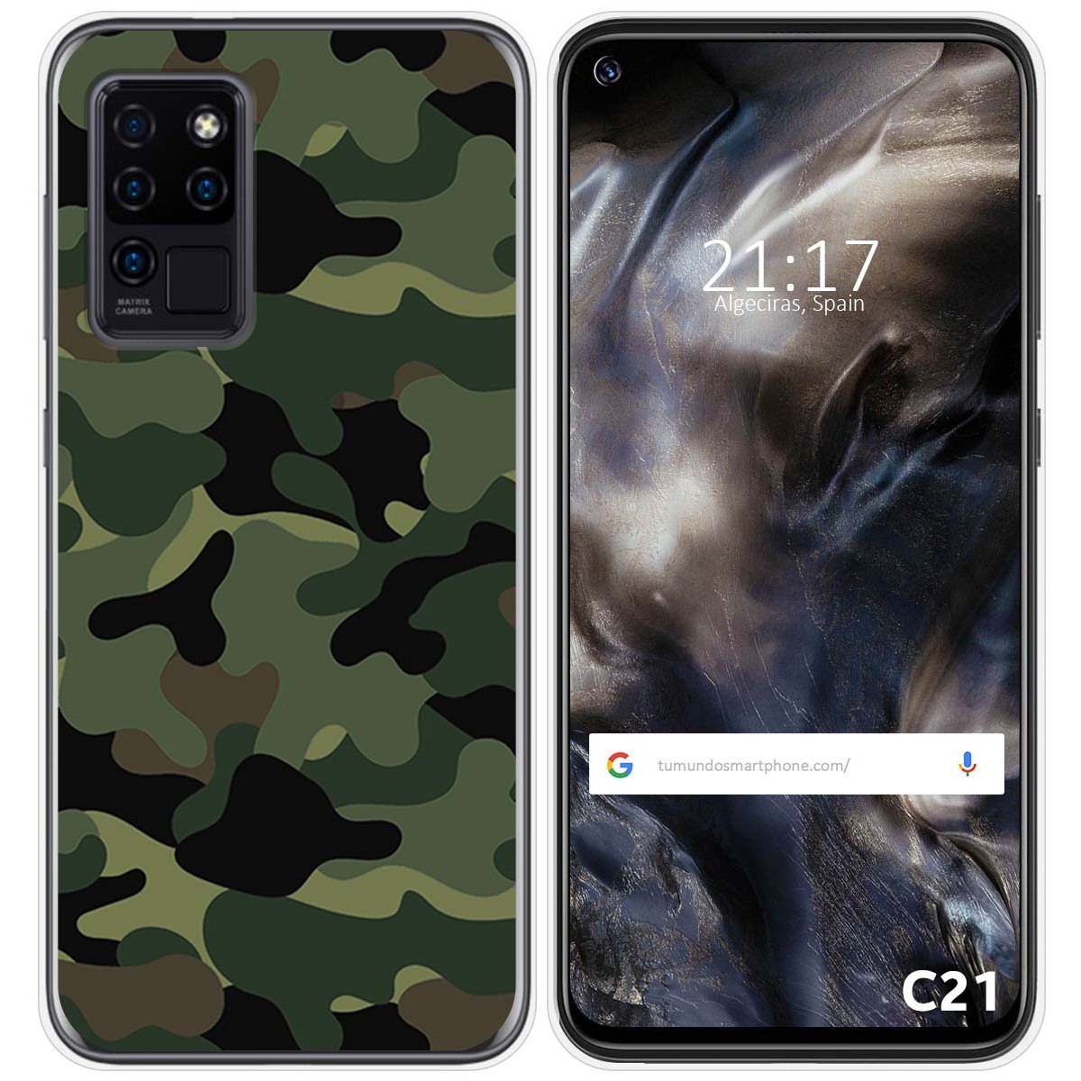 Funda Gel Tpu para Oukitel C21 diseño Camuflaje Dibujos