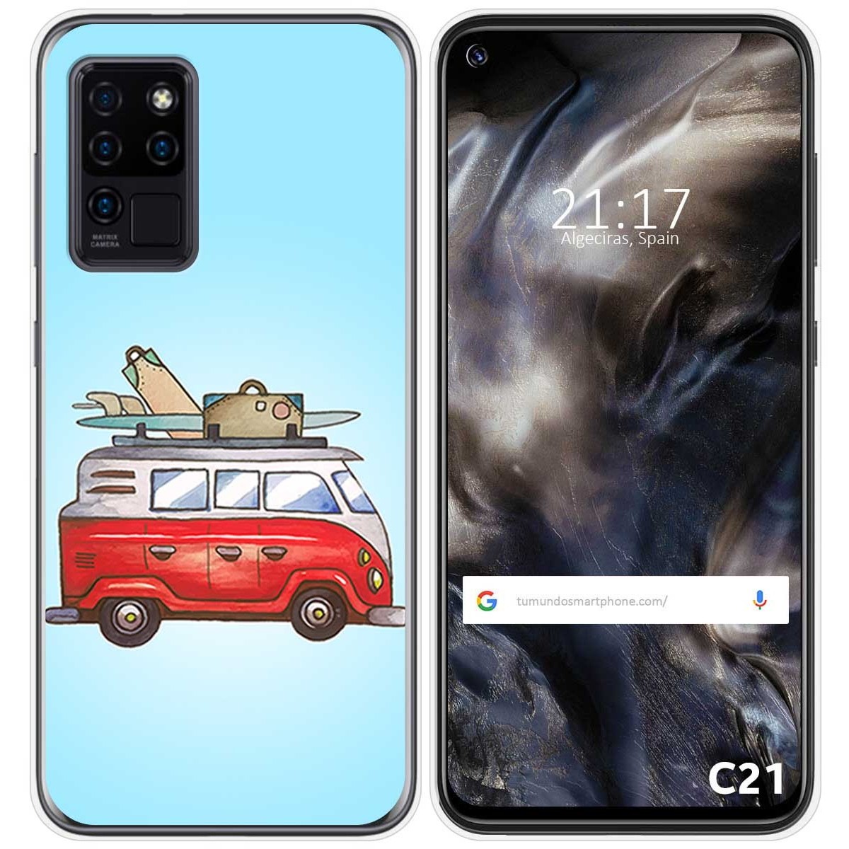 Funda Gel Tpu para Oukitel C21 diseño Furgoneta Dibujos