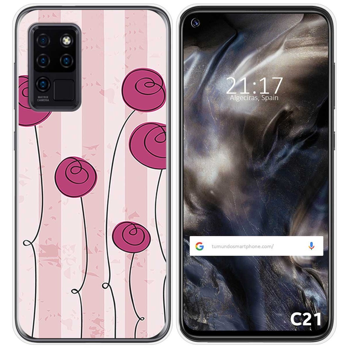 Funda Gel Tpu para Oukitel C21 diseño Flores Vintage Dibujos