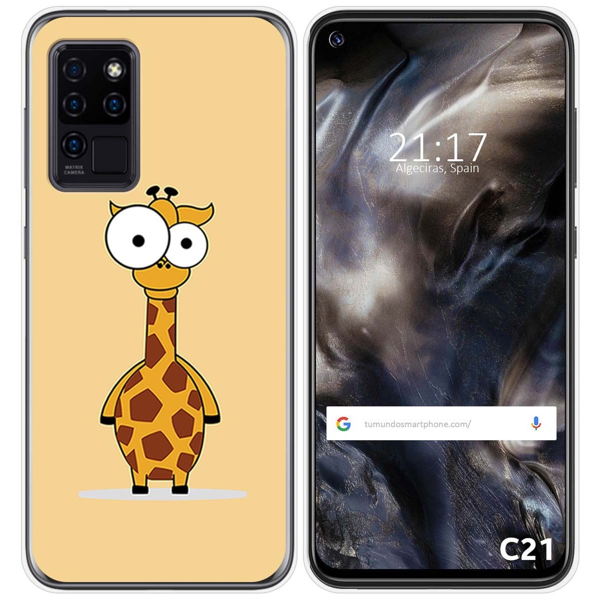 Funda Gel Tpu para Oukitel C21 diseño Jirafa Dibujos