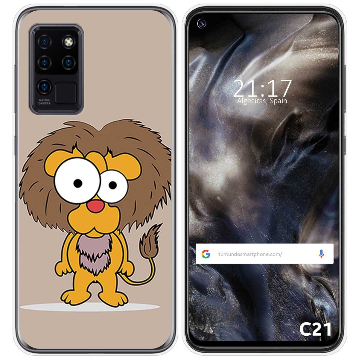 Funda Gel Tpu para Oukitel C21 diseño Leon Dibujos
