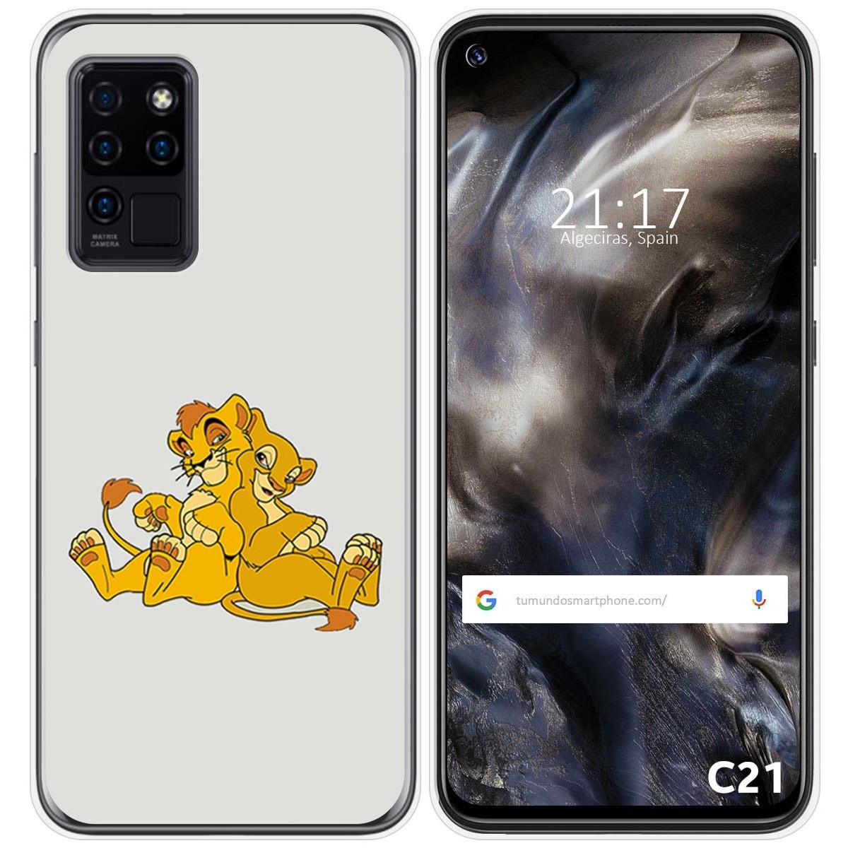 Funda Gel Tpu para Oukitel C21 diseño Leones Dibujos