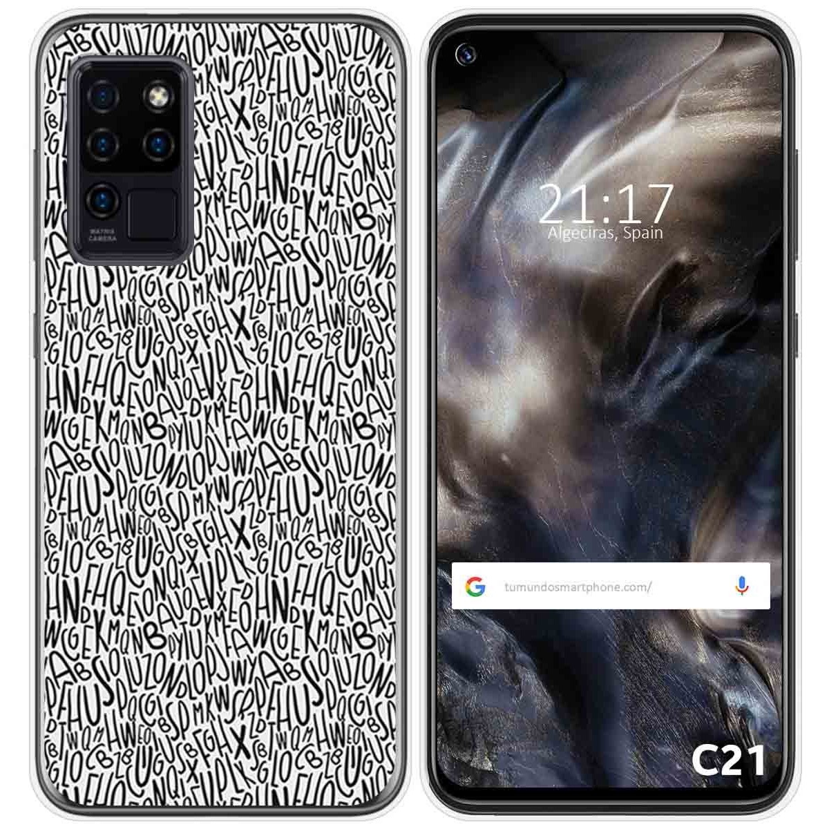 Funda Gel Tpu para Oukitel C21 diseño Letras Dibujos