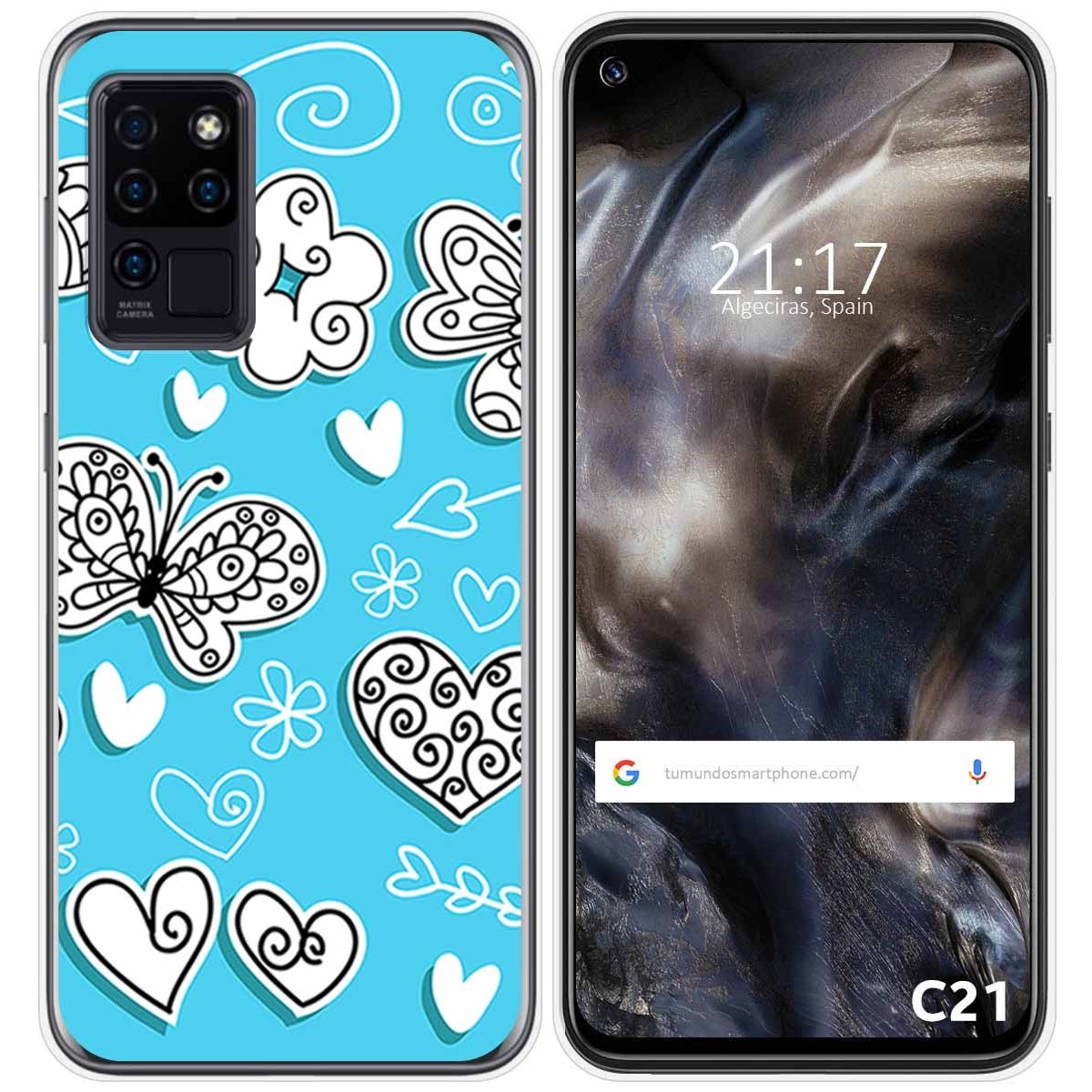 Funda Gel Tpu para Oukitel C21 diseño Mariposas Dibujos